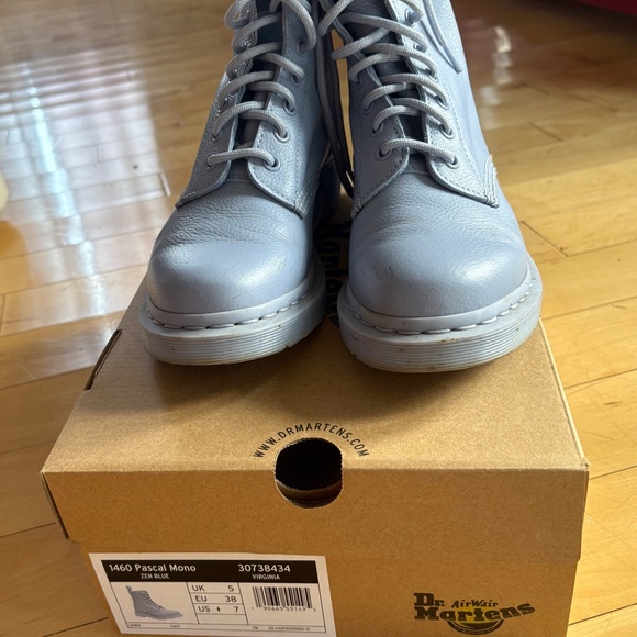 Dr. Martens Light Blue Leather Lace-Up Boots - Picture 10 of 12